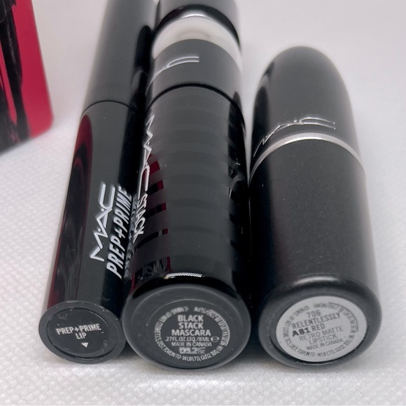 New MAC Cosmetics Lashes To Lips Kit Pink in Relentlessly Red & Black Stack(706) - Picture 5 of 5